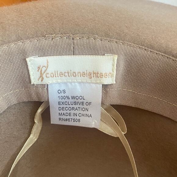 Brown 100% Wool Women's Hat 15” Triple Tied Hat Band Ribbon Inside Fall Staple - Picture 4 of 8